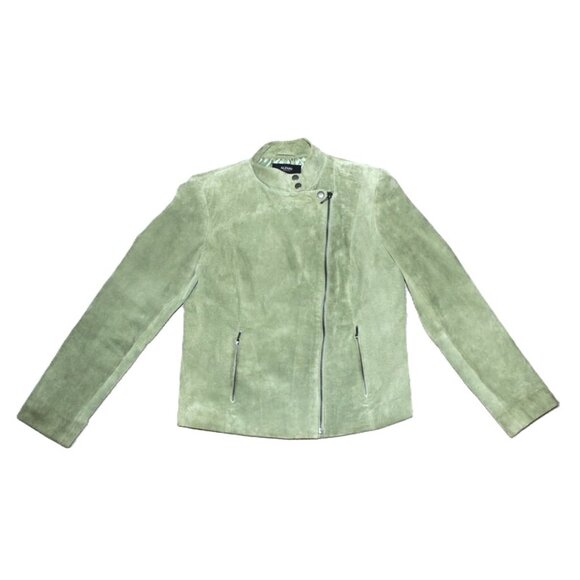 ALFANI 100% Genuine Suede Leather Jacket in Sage, Medium Petite - Picture 11 of 11